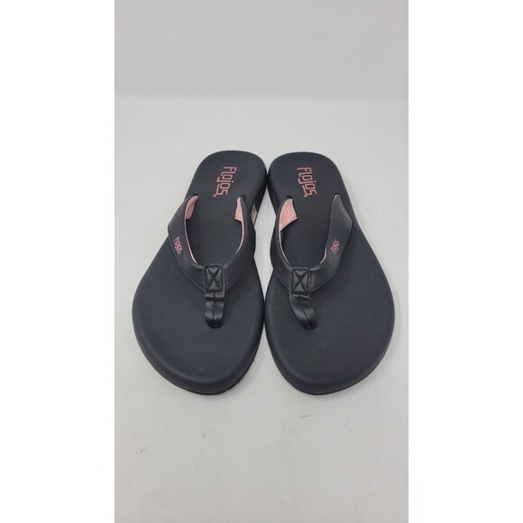 Flojos Women's Jersey Josie Memory Foam Flip Flop Thong Sandal, Black/Pink, - Picture 1 of 7